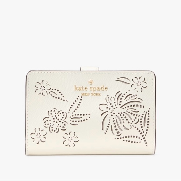 Kate Spade Boxed Madison Perforated Medium Ivory Floral Bifold Wallet NWT. - Picture 5 of 6